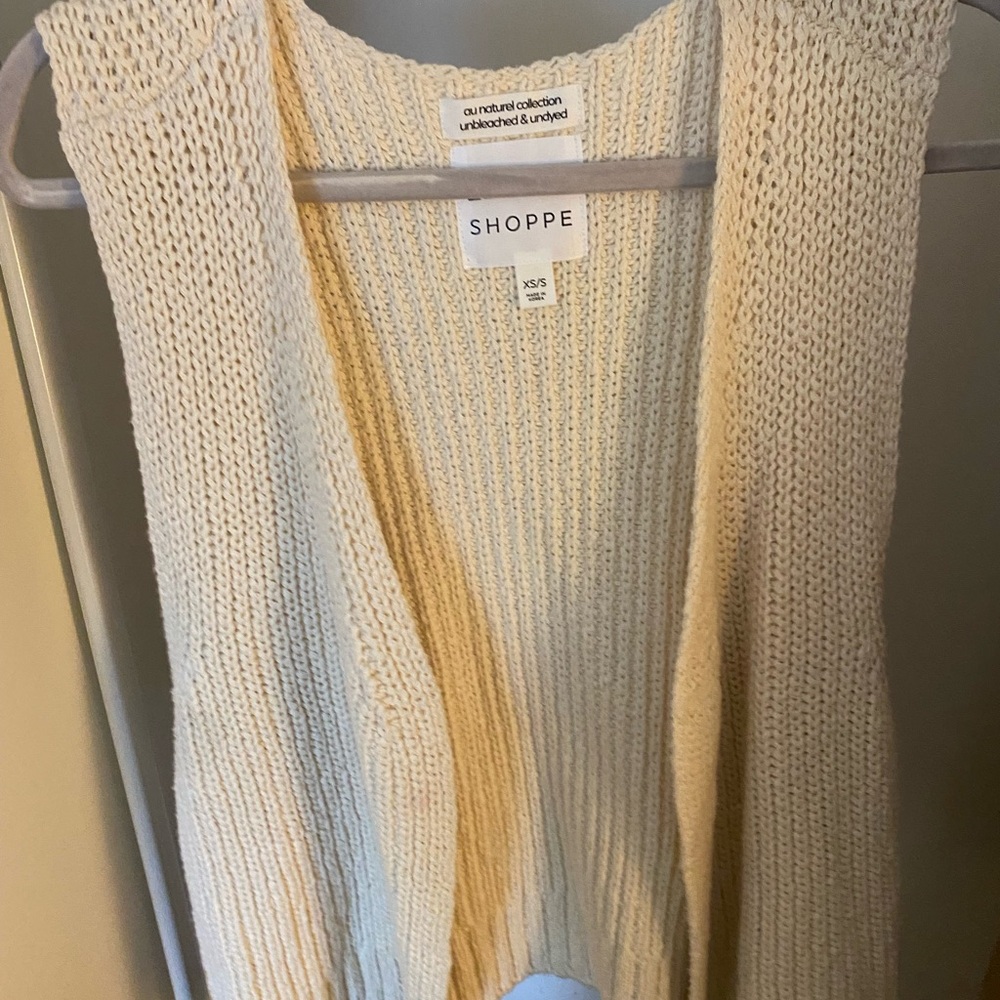 Le Bon Shoppe Cream Knit Women's Sweater Vest - Open Front Layering Piece
